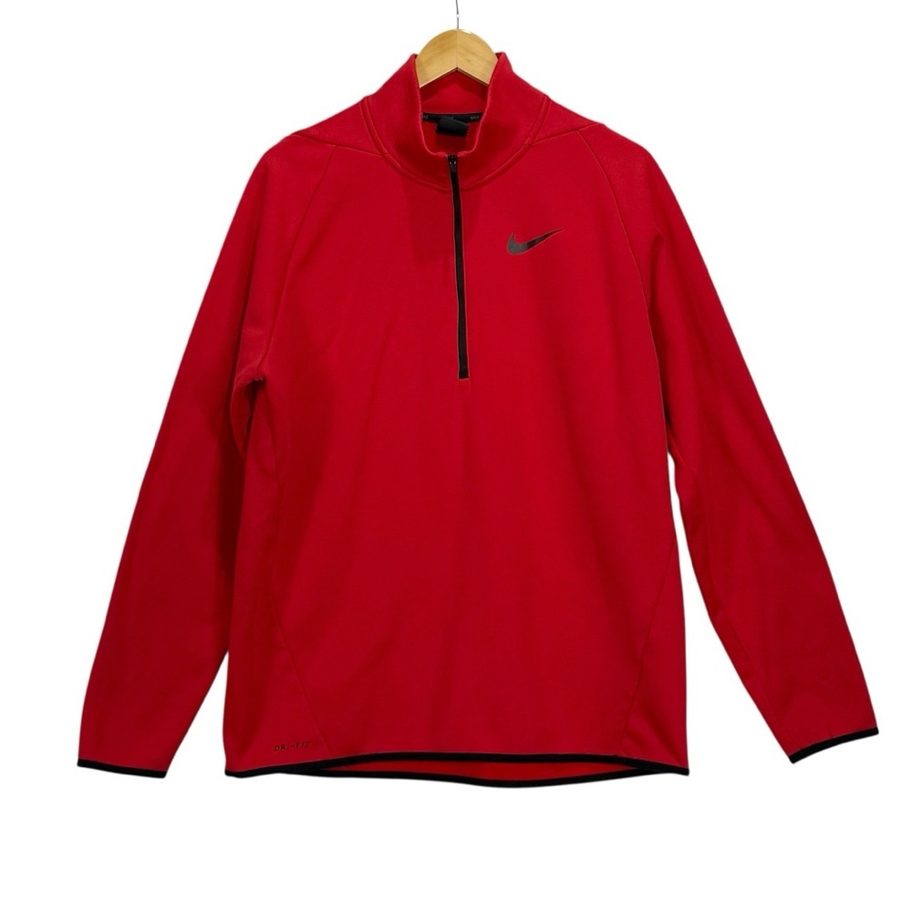 Nike Dri-Fit Red Quarter-Zip Pullover Sweatshirt - Men's Size Large